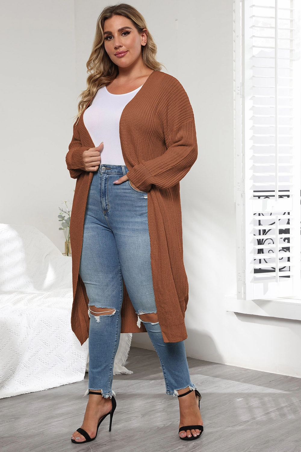 Sweet Deal Inside Plus Size Open Front Long Sleeve Cardigan