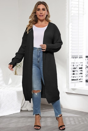 Plus Size Open Front Long Sleeve Cardigan Trendy Picks Today Special Price Offer