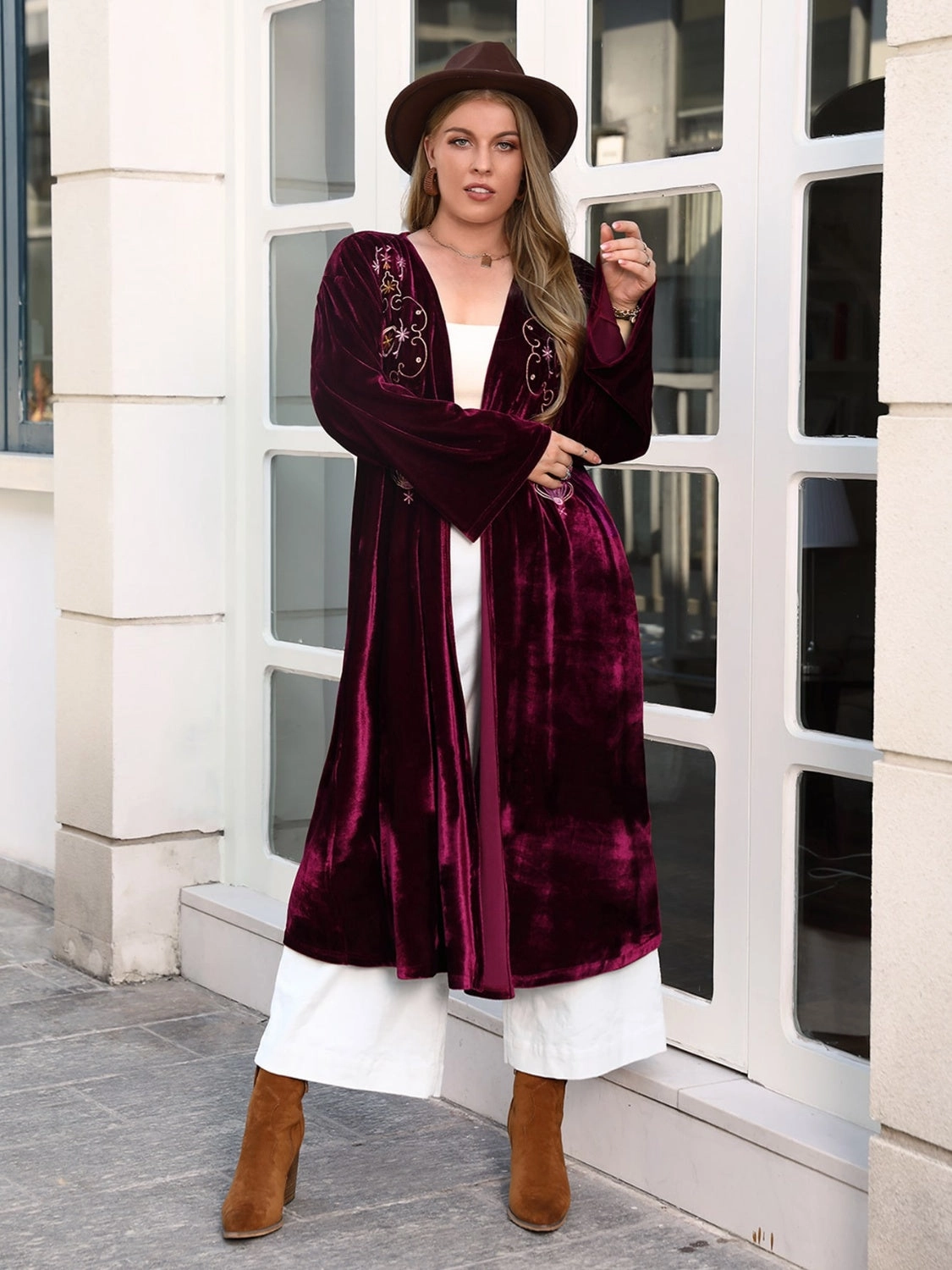 Instant Deal Today MustHave Items Plus Size Printed Open Front Long Sleeve Cardigan