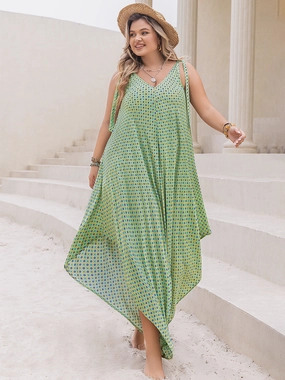 Plus Size Printed V-Neck Wide Leg Jumpsuit Flash Deal Alert