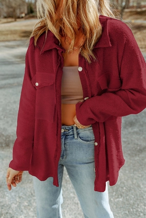 Limited Time Offer Big Clearance Event Pocketed Button Up Droppped Shoulder Jacket