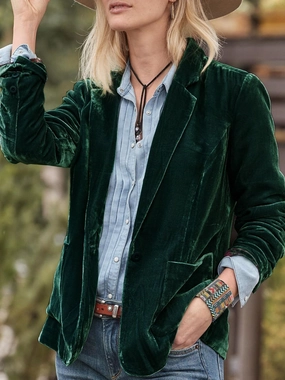 Clearance Sale Pocketed Button Up Lapel Collar Blazer