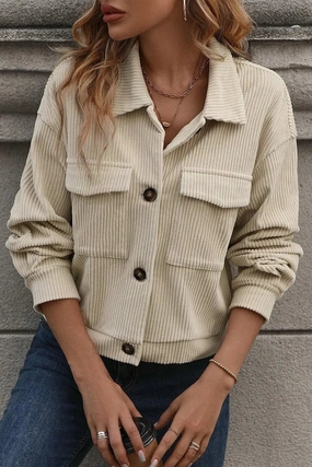 Pocketed Collared Neck Button Up Jacket Todays Hot Savings