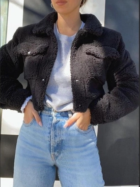 Hot Offer Event Pocketed Snap Down Collared Neck Jacket