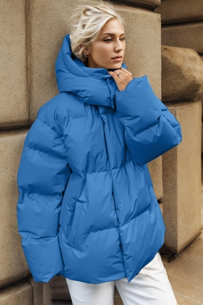 Pocketed Zip Up Hooded Puffer Jacket Flash Deal Today Hot Item Clearance