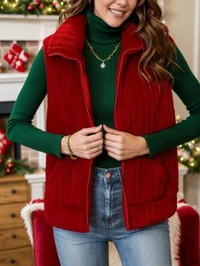 Trending Hot Picks Big Savings Today Pocketed Zip Up Vest Coat