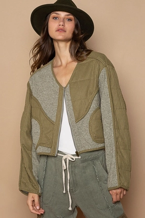 Hot Pick Online Pol Quilted Knit Viding Detail Knit Patch Jacket