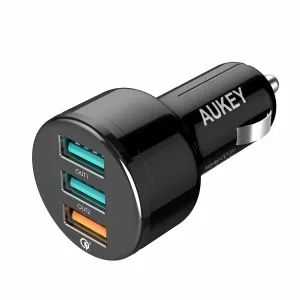 Hot Pick Deal Shop Save Big Aukey 3-Port Car Charger With Quick Charge 3.0
