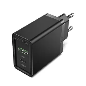 Vention Fbbb0 Two Port Usb(A C) Wall Charger (18W/20W) Eu Plug Black Clearance Sale