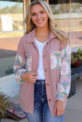 Geometric Button Down Collared Jacket Save Big Online