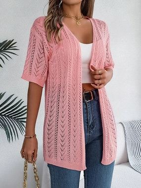 Grab Your Savings Limited Offer Alert Openwork Open Front Half Sleeve Cardigan