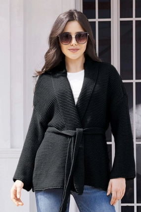 Tied Open Front Long Sleeve Cardigan Limited Time Offer