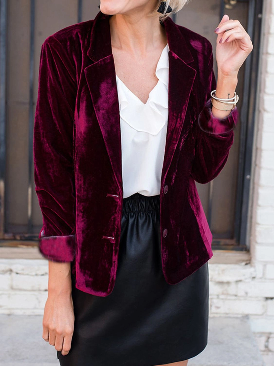 Button Up Lapel Collar Blazer Dont Miss This Offer
