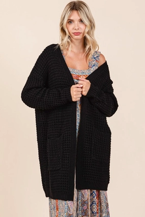 Mittoshop Open Front Long Sleeve Longline Cardigan Todays Steal