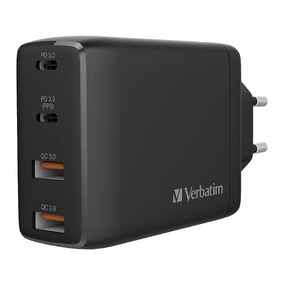 Verbatim 66545 4 Port 100W Pd 3.0 &Amp; Qc 3.0 Gan Usb Charger Eu Plug Black Hot Sale Frenzy Last Chance Offer