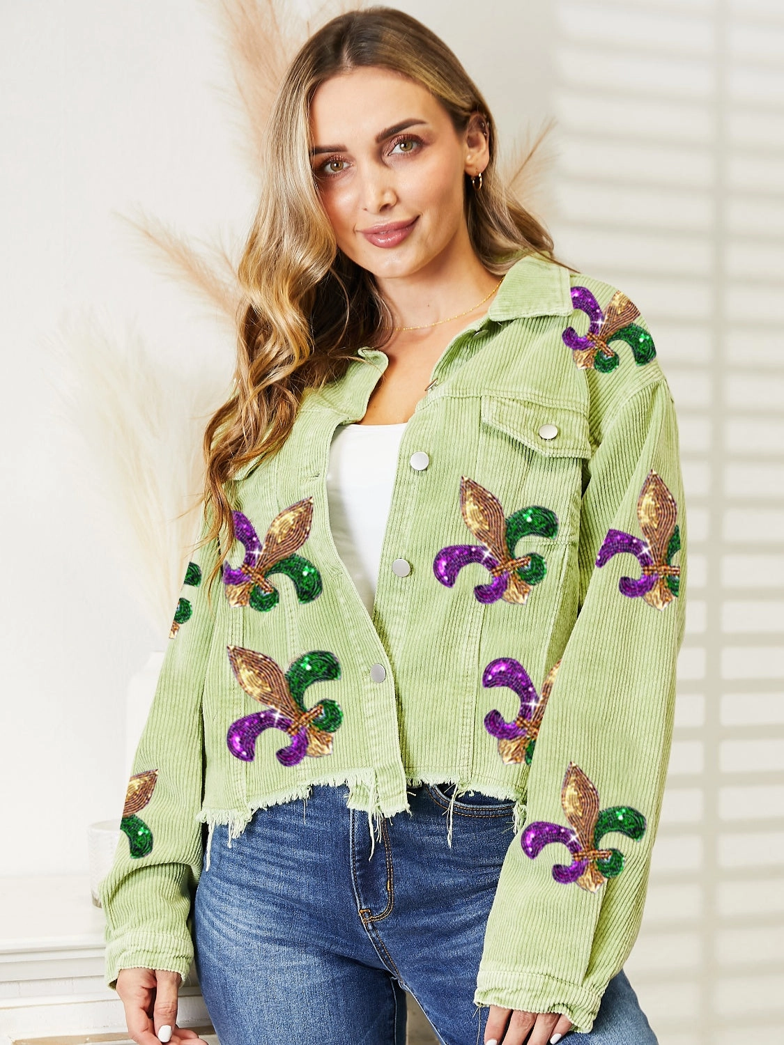 Special Deal Frenzy Shop Grab Offer Sequin Raw Hem Jacket