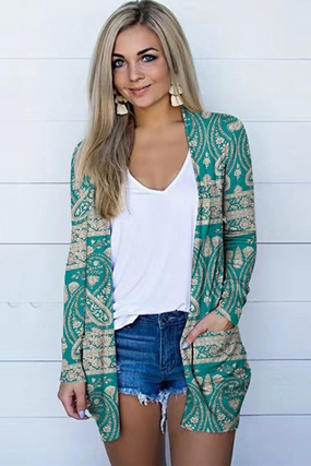 Big Sale Today Printed Long Sleeve Cardigan