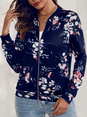 Sweet Deal Today Printed Zip Up Long Sleeve Outerwear