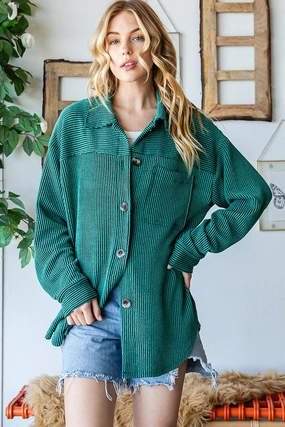 Reborn J Striped Button Up Long Sleeve Shacket Special Steal Event