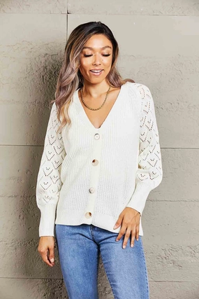 Rib-Knit Plunge Raglan Sleeve Cardigan Mega Sale Now