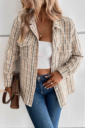 Online Exclusive Deal Perfee Pocketed Button Up Collared Neck Jacket