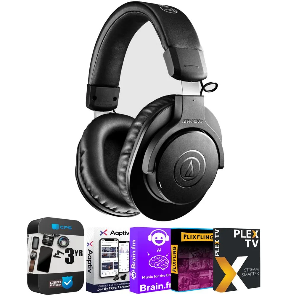 Audio-Technica M20X Wireless Professional Monitor Headphones   3 Year Protection Pack Special Deal Frenzy