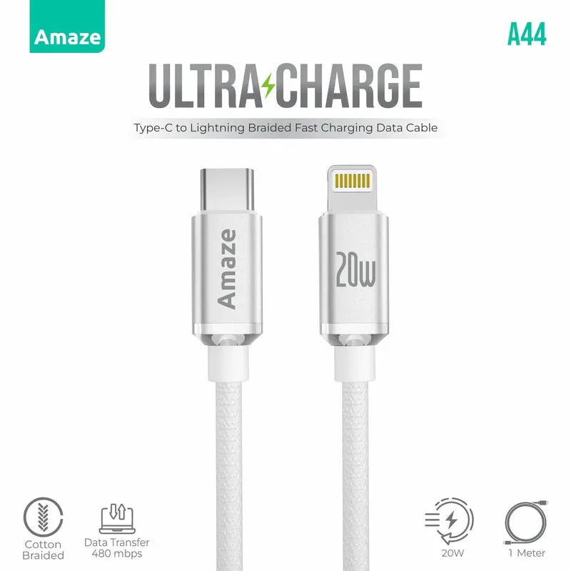 Surprise Offer Now Amaze A44 Ultra Charge Type C To Lightning Cable 20W 1M
