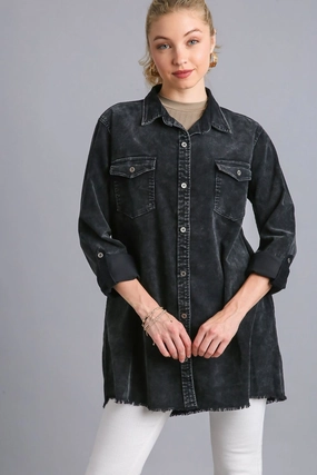Today Only Savings Hot Offer Event Umgee Raw Hem Button Down Denim Jacket With Chest Pockets
