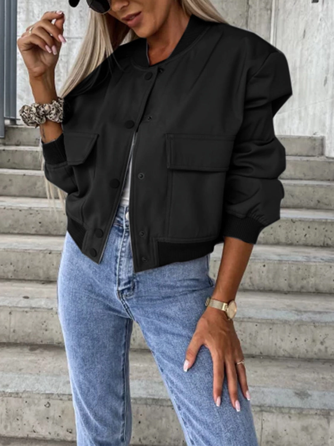 Limited Offer Alert Baseball Collar Dropped Shoulder Jacket