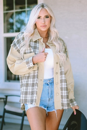Limited Time Discount Grab Todays Deal Plaid Raw Hem Button Down Jacket