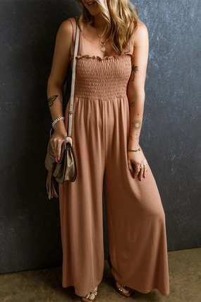 Grab It Now Limited Edition Offer Frill Smocked Wide Leg Jumpsuit