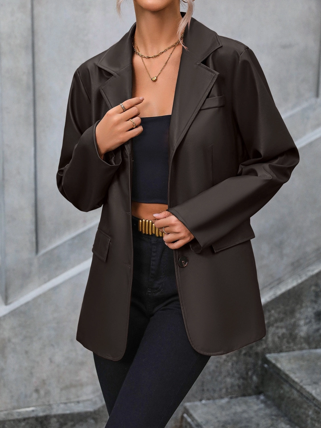 Ivy Lane Pocketed Button Up Collared Neck Blazer Dont Miss This Steal Dont Miss Todays Deal