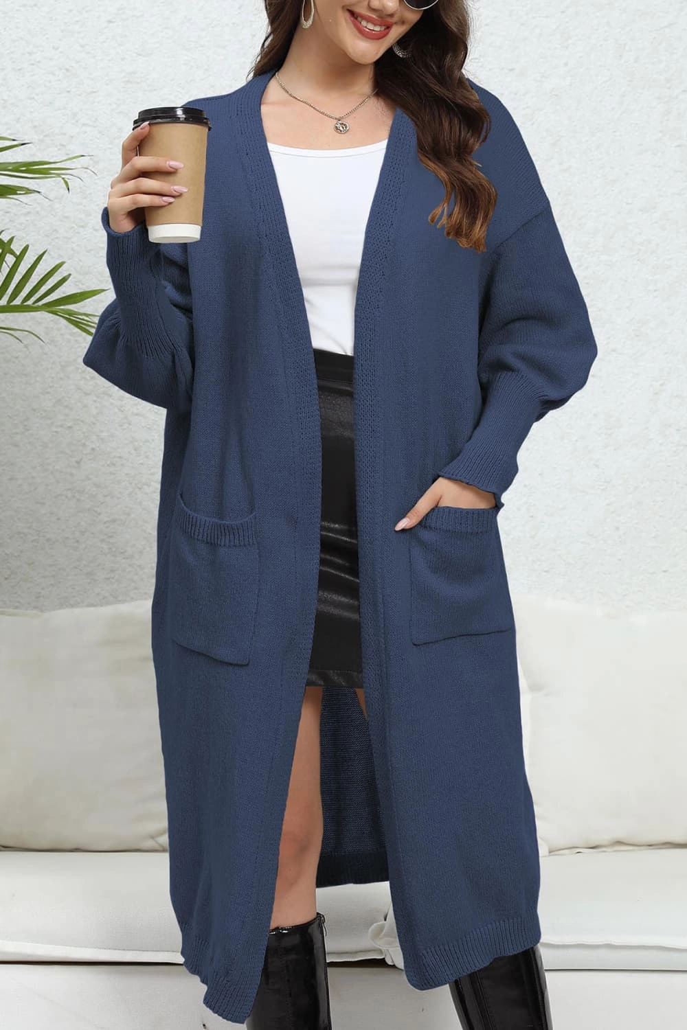 Today Only Discount Open Front Dropped Shoulder Cardigan