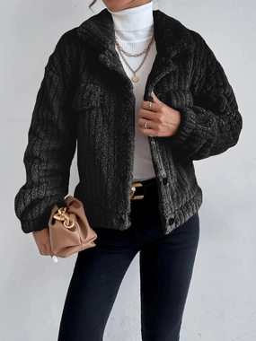 Collared Neck Drop Shoulder Jacket Trending Hot Deal Online Exclusive Deal