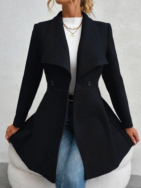 Collared Neck Button Up Long Sleeve Coat Best Deal Today Hot Price Drop