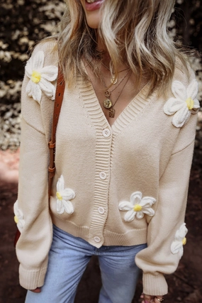 Flower Dropped Shoulder Long Sleeve Cardigan Shop Todays Picks
