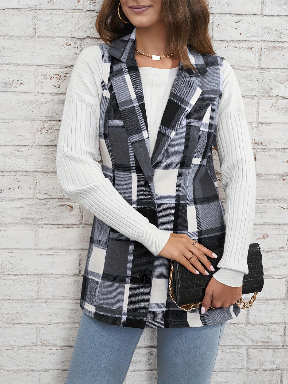 Plaid Button Down Vest Coat Dont Miss This Offer Save More Online