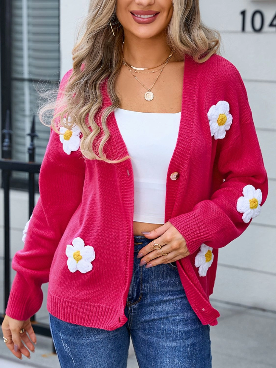 Angel Wings Crochet Flower Button Up Cardigan Hot Pick Online
