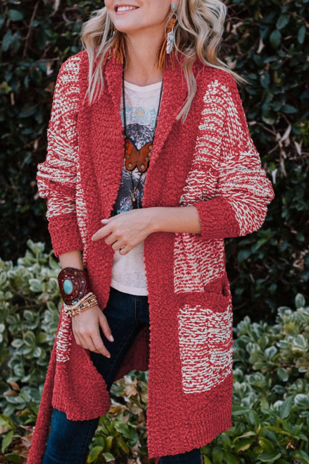 Contrast Trim Open Front Longline Cardigan Mega Online Discount