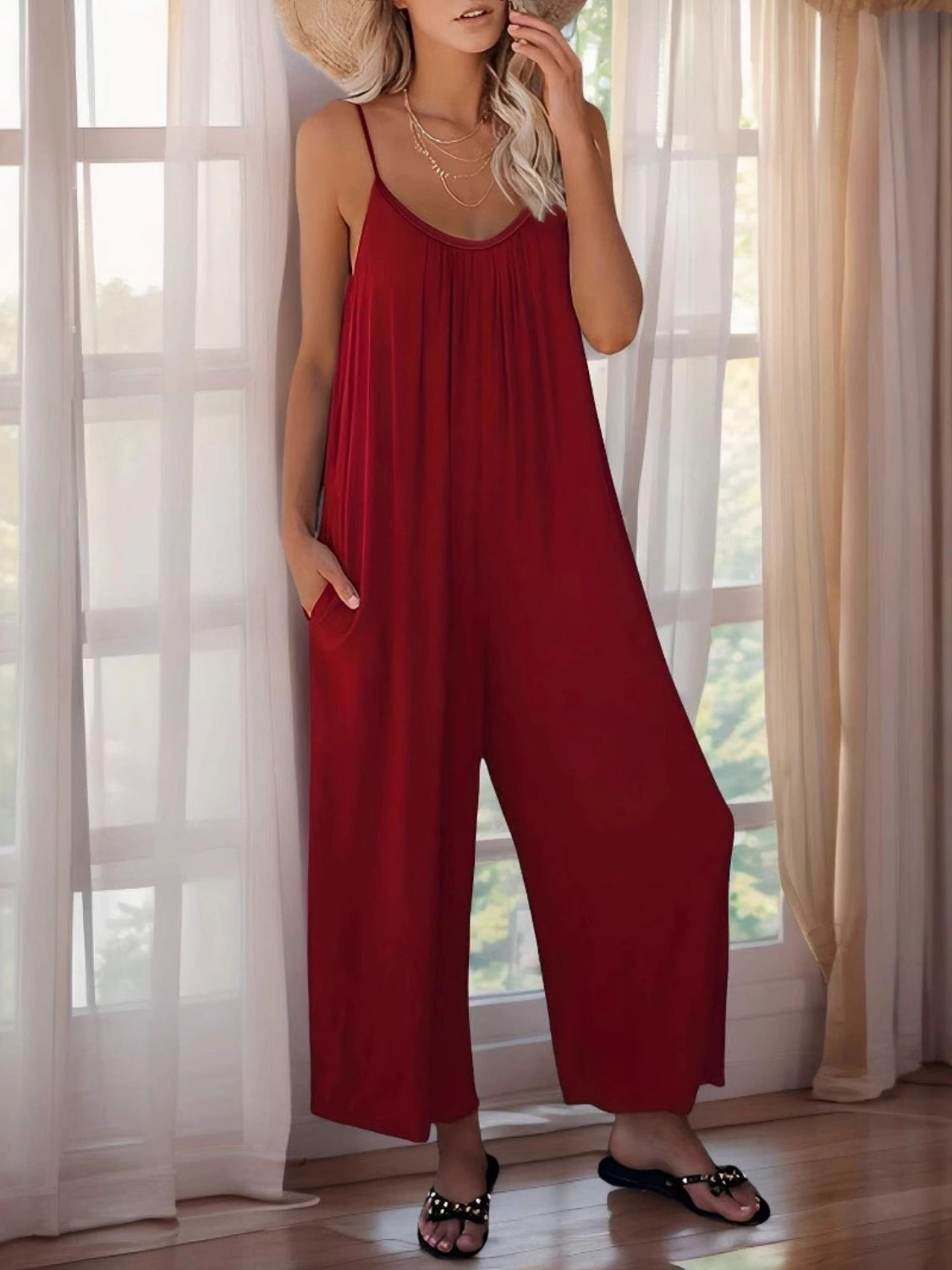 Exclusive Online Discount Scoop Neck Spaghetti Strap Jumpsuit