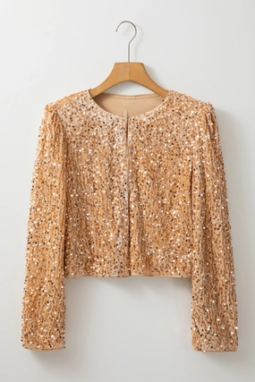 Sequin Open Front Long Sleeve Jacket Limited Stock Deals
