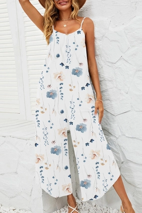 Shiny Printed Scoop Neck Wide Leg Jumpsuit Shop Now Save Best Deal Alert