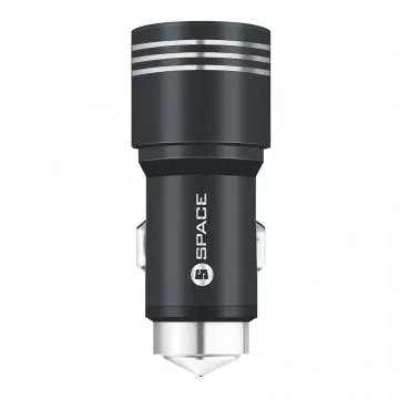 Space Dual Usb Port 3.4A Metal Car Charger Cc-155 - Black Todays Hot Pick