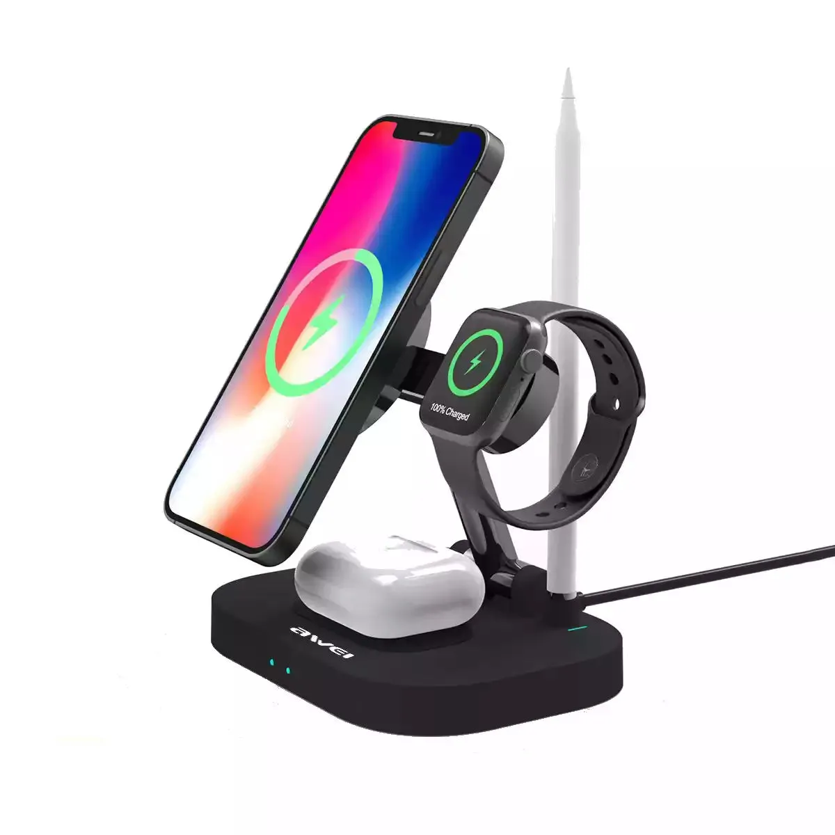Awei W22 Foldable 4 In 1 Wireless Charger For Mobile Phone Smart Watch Earphone Best Deal Online Best Deal Today