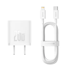 Baseus Gan5 Fast Charger 1C 20W Cn White (With Type-C To Ip Cable 1M) Best Seller Discount Today Only Discount