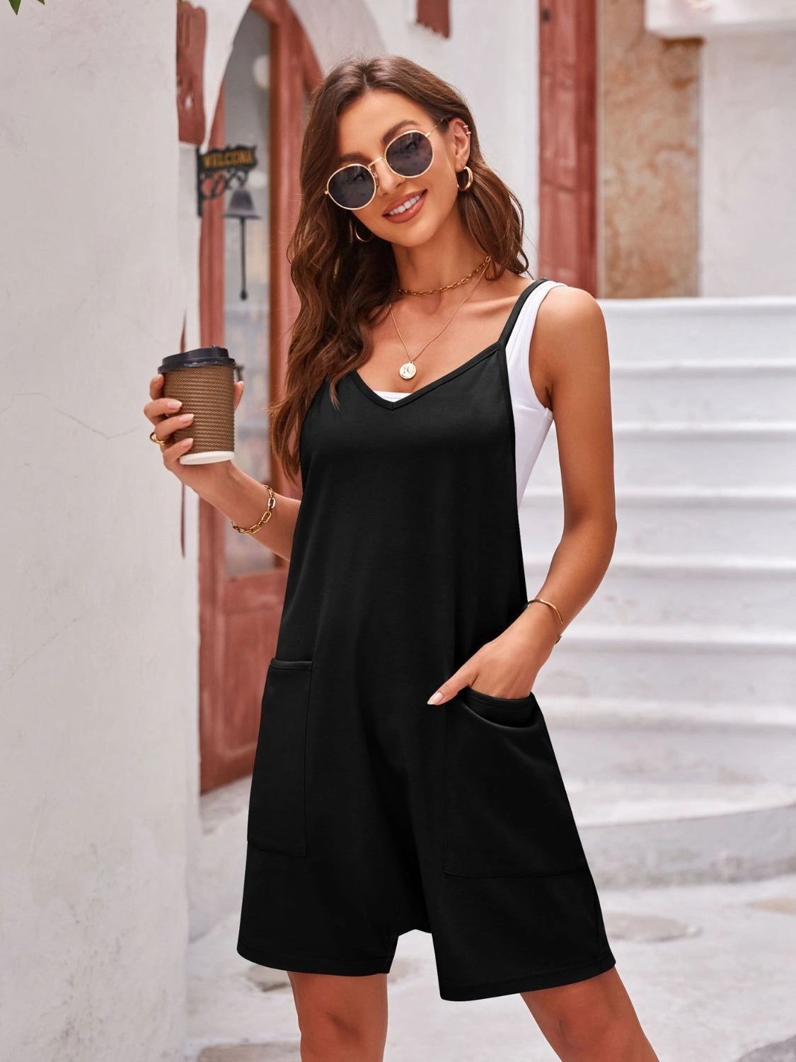 Lovelet Spaghetti Strap Romper With Pockets Special Savings Today Hot Deals Today