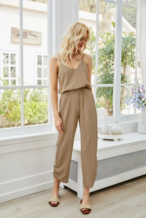 Todays Steal Deal Frenzy Today V-Neck Spaghetti Strap Sleeveless Jumpsuit