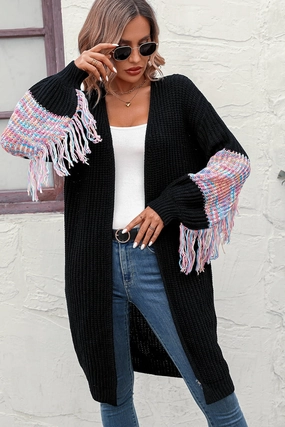 Hot Deal Alert Fringe Sleeve Dropped Shoulder Cardigan