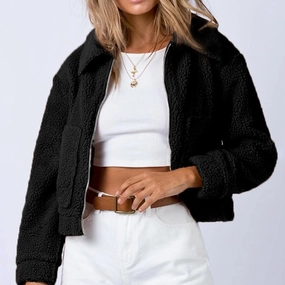 Shop Today Save Long Sleeve Collared Neck Sherpa Jacket
