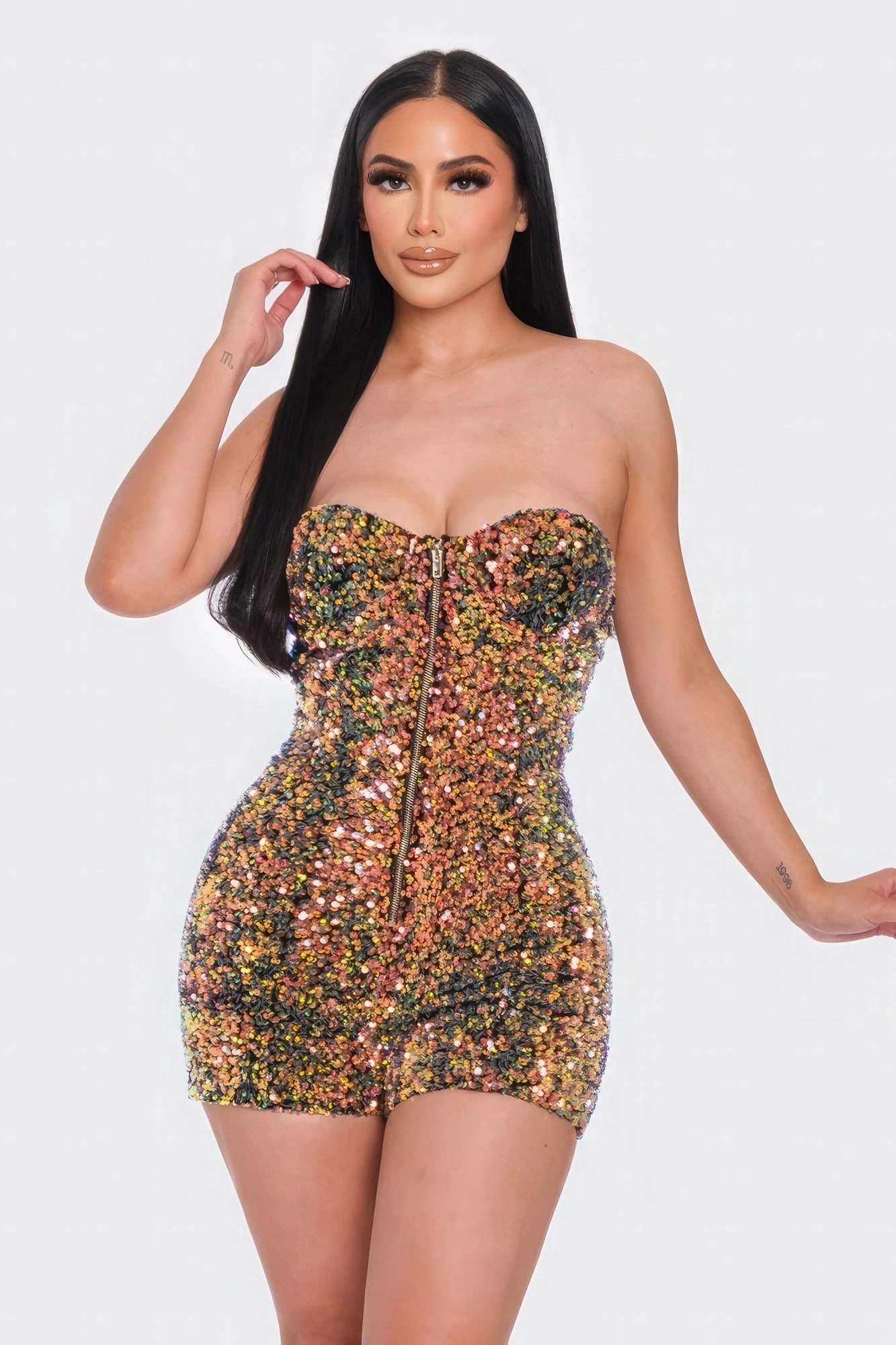 Daily Special Offer Todays Hot Pick Multi Sequins Tube Top Romper